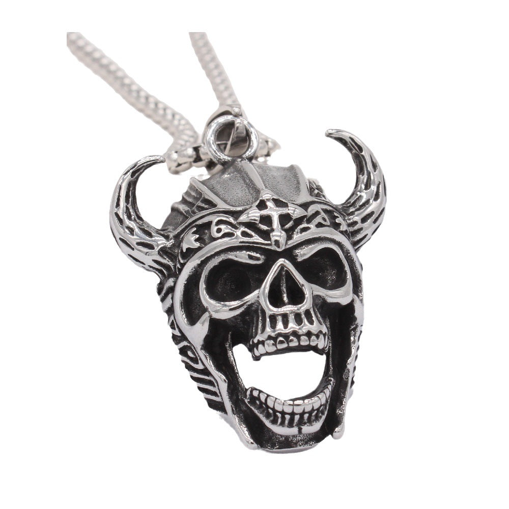 Thor Bull Skull Pendant Titanium Steel By Planderful Unisex Retro Protection Necklace