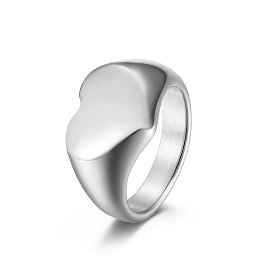Titanium Steel Heart-Shaped Love Ring for Couples