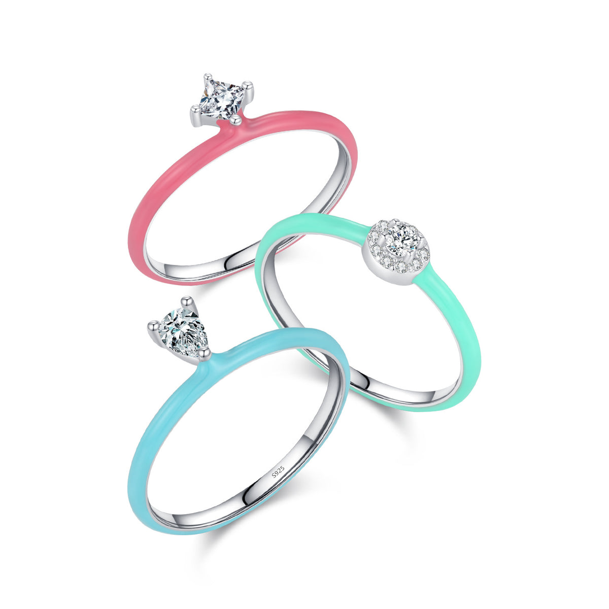 925 Sterling Silver Candy-Color Zircon Ring