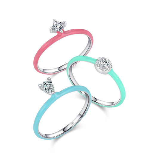 925 Sterling Silver Candy-Color Zircon Ring
