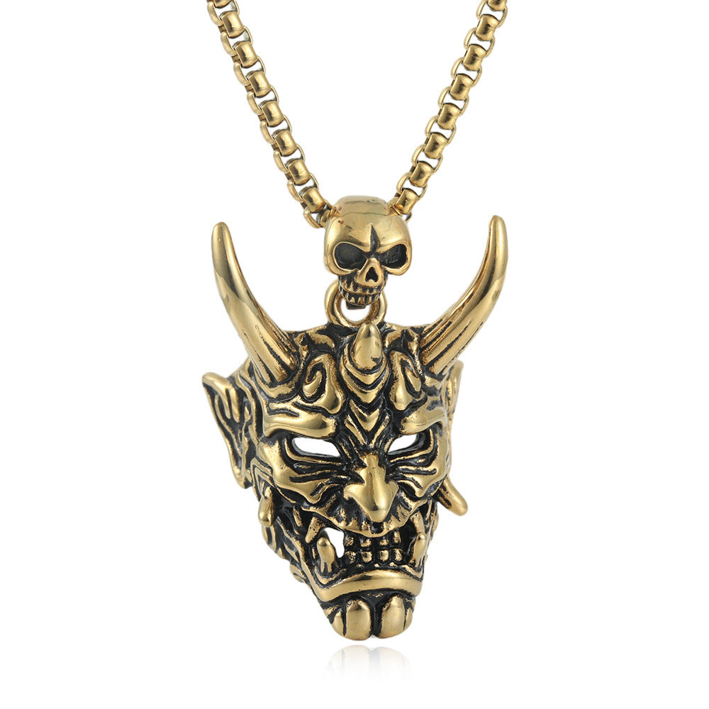 European And American Stainless Steel Cow Ghost Mask Pendant