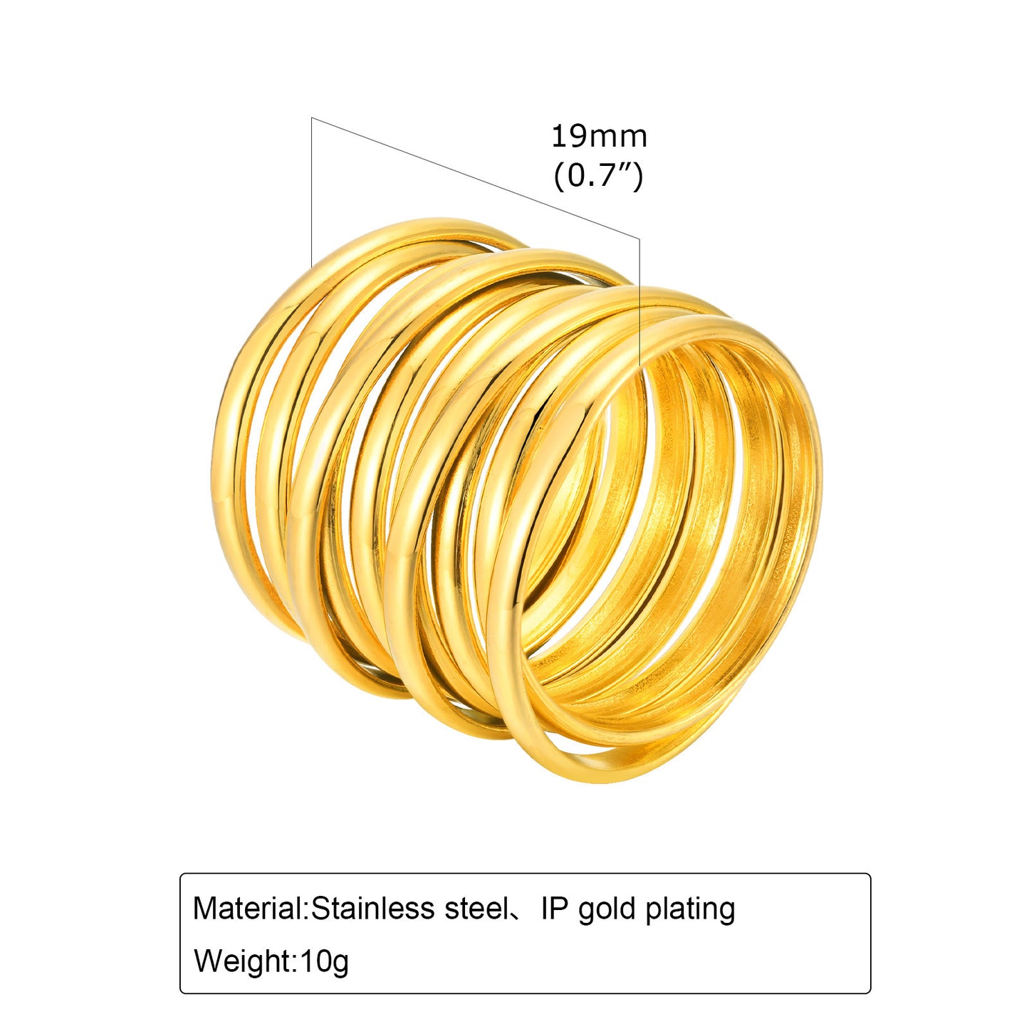 Rings Stainless Steel Multi-Layer Twist Three-Layer 18K Gold Fashion Jewelry