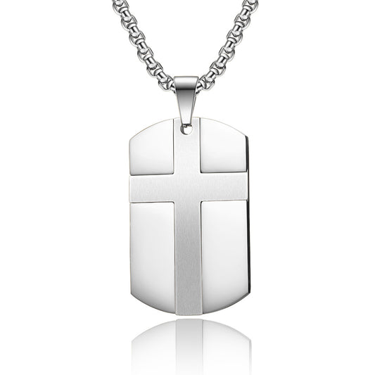 European and American Style Stainless Steel Cross Army Necklace