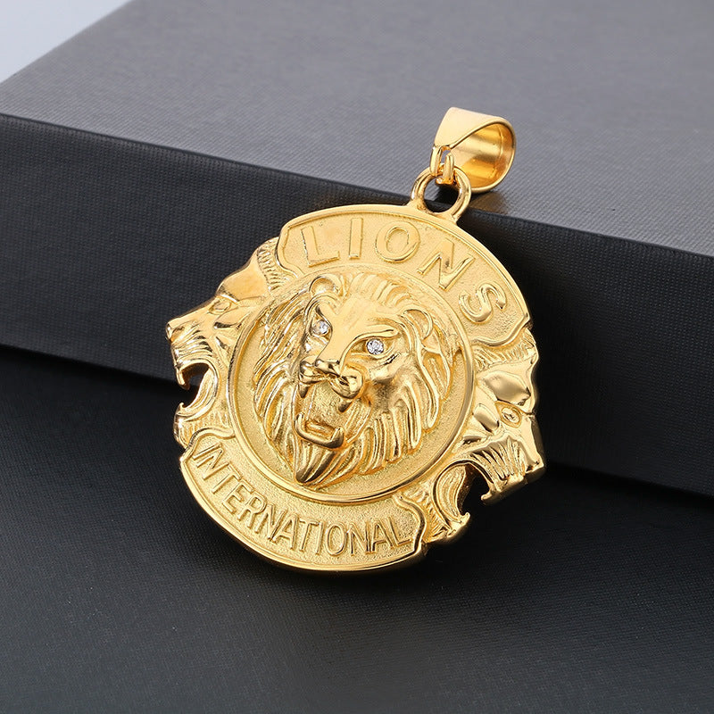 Mythology Series Pendant, Retro Double-Sided God Axe Mask Devil'S Eye Snake Woman Titanium Necklace