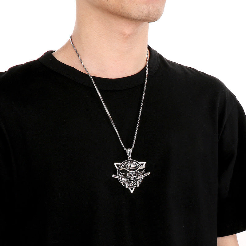 Peripheral Film And Television Naval Style Pendant, Punk Rock Retro Stainless Steel Jack Necklace