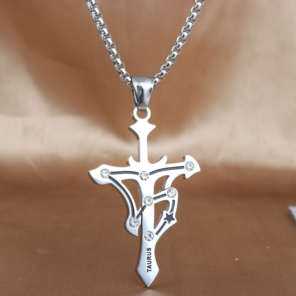 European And American Stainless Steel Constellation Cross Pendant
