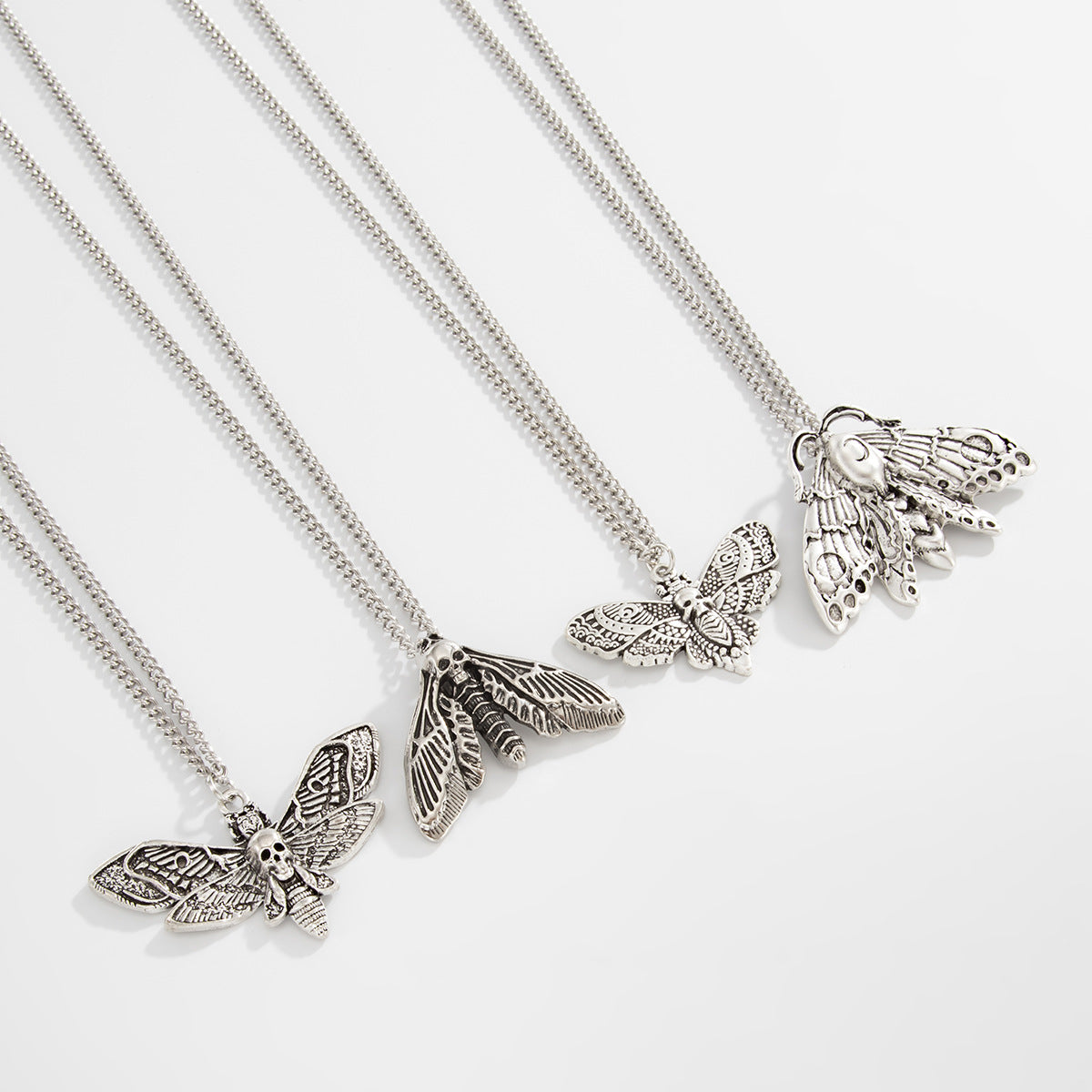 Gothic Moth, Bat & Cross Necklace