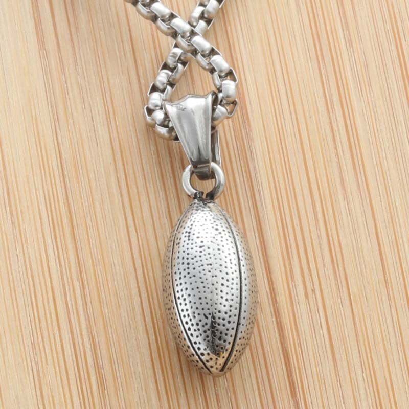 Hiphop European and American Titanium Steel Football Pendant Necklace for Men