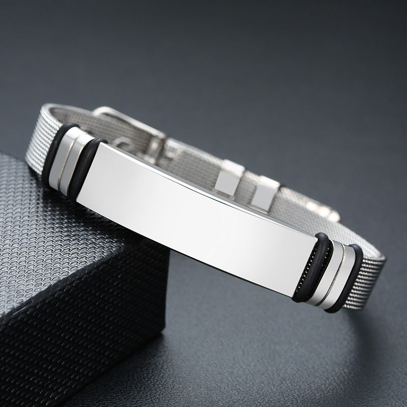 Stainless Steel Mesh Curved Brand Bracelet for Men