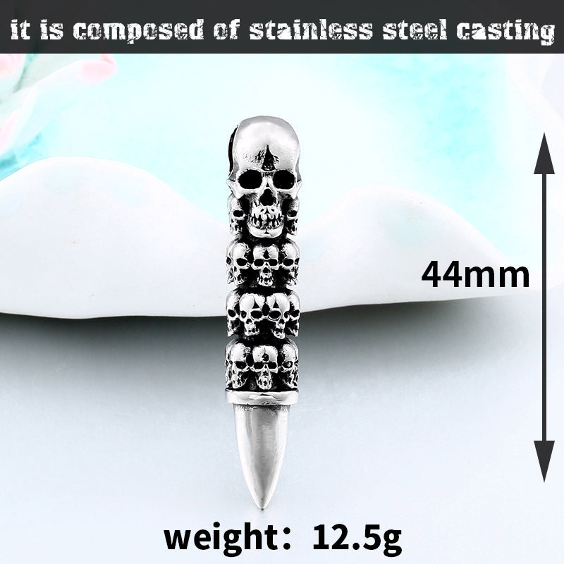Customizable Punk Skull Titanium Steel Pendant - Retro Hip Hop Couple Accessories for Men