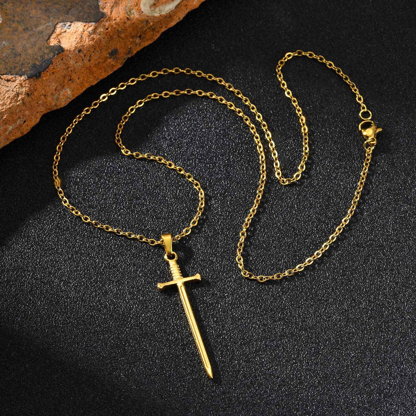 Planderful Sword Pendant Necklace Personalized For Men