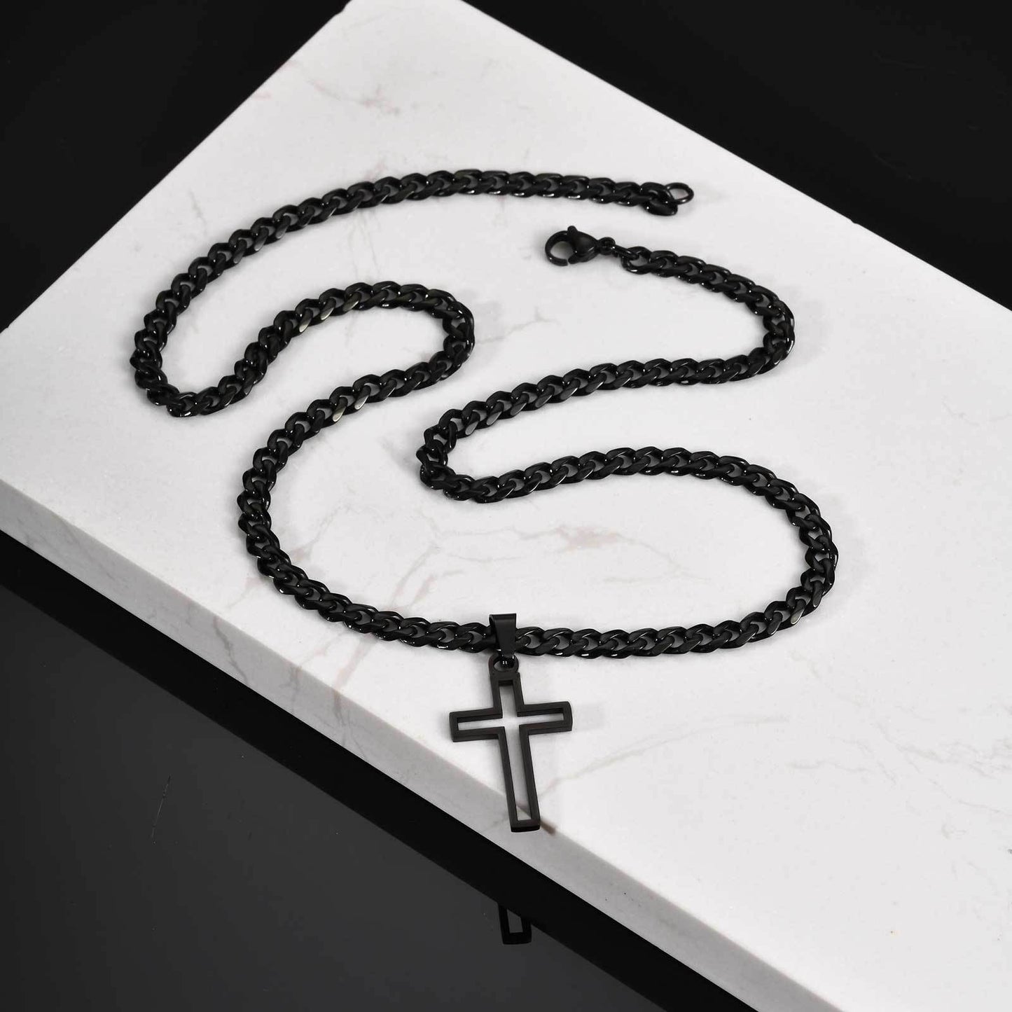 Planderful Titanium Hollow Cross Pendant Necklace For Men