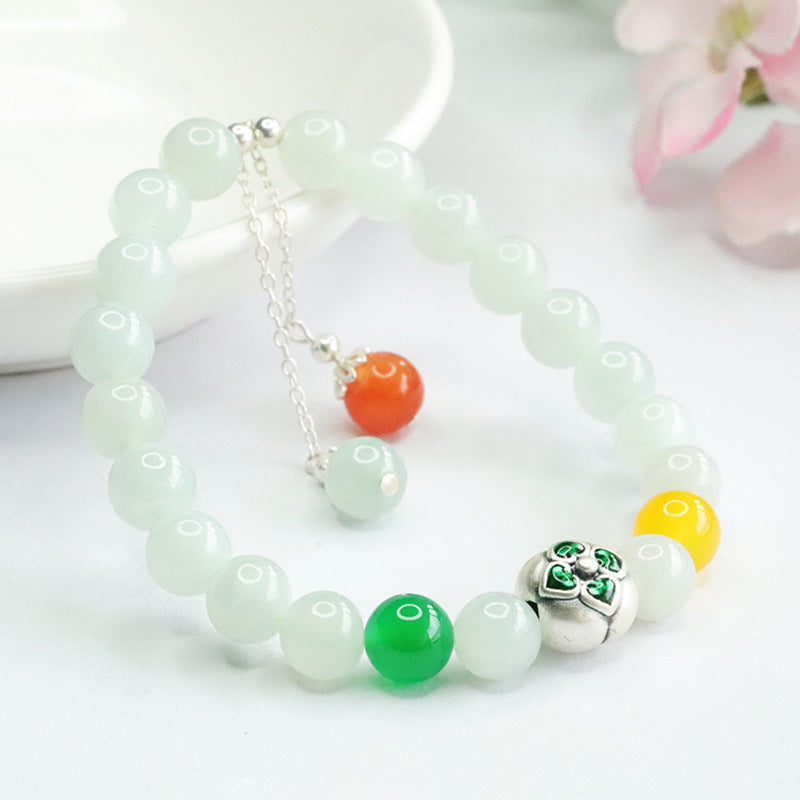 Jadeite Ruyi & Round Bead 8 mm Bracelet