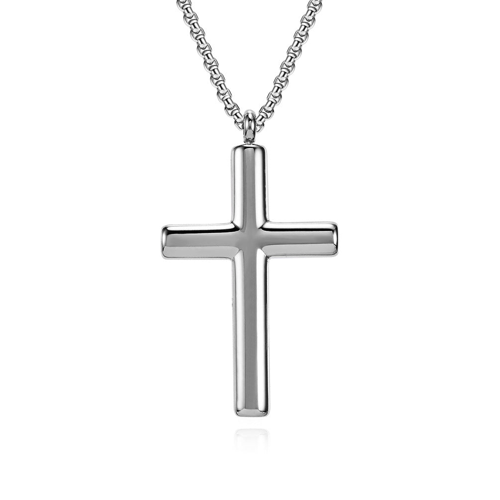 Planderful Cross Necklace Titanium Steel Unisex Geometric Curved Pendant Sleek Durable Everyday Genie