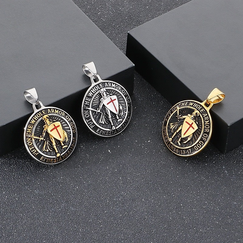 1. Planderful Stainless Steel Cross Necklace For Men, Medieval Templar Shield Pendant Gift For Him