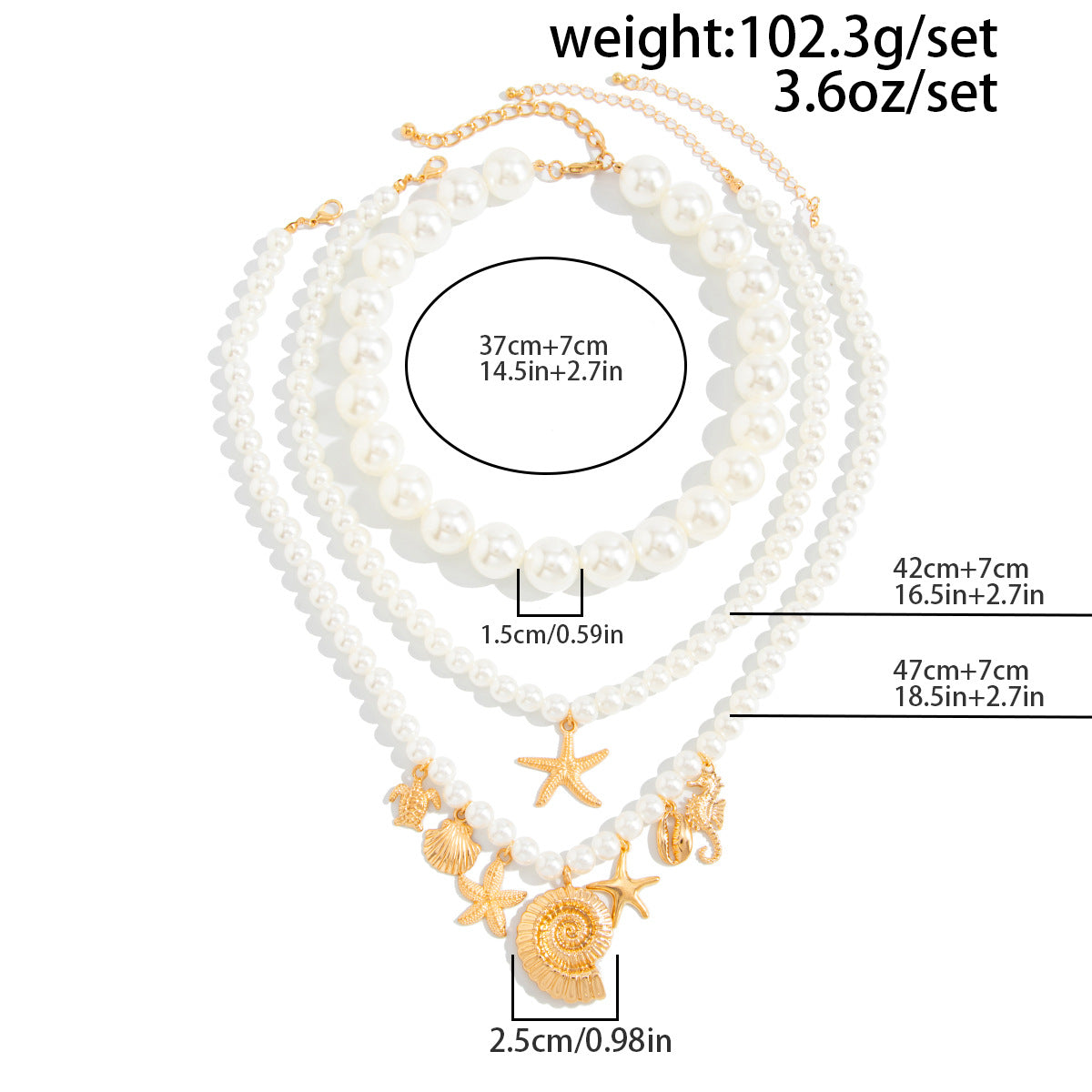 Starfish & Seahorse Pearl Layered Necklace