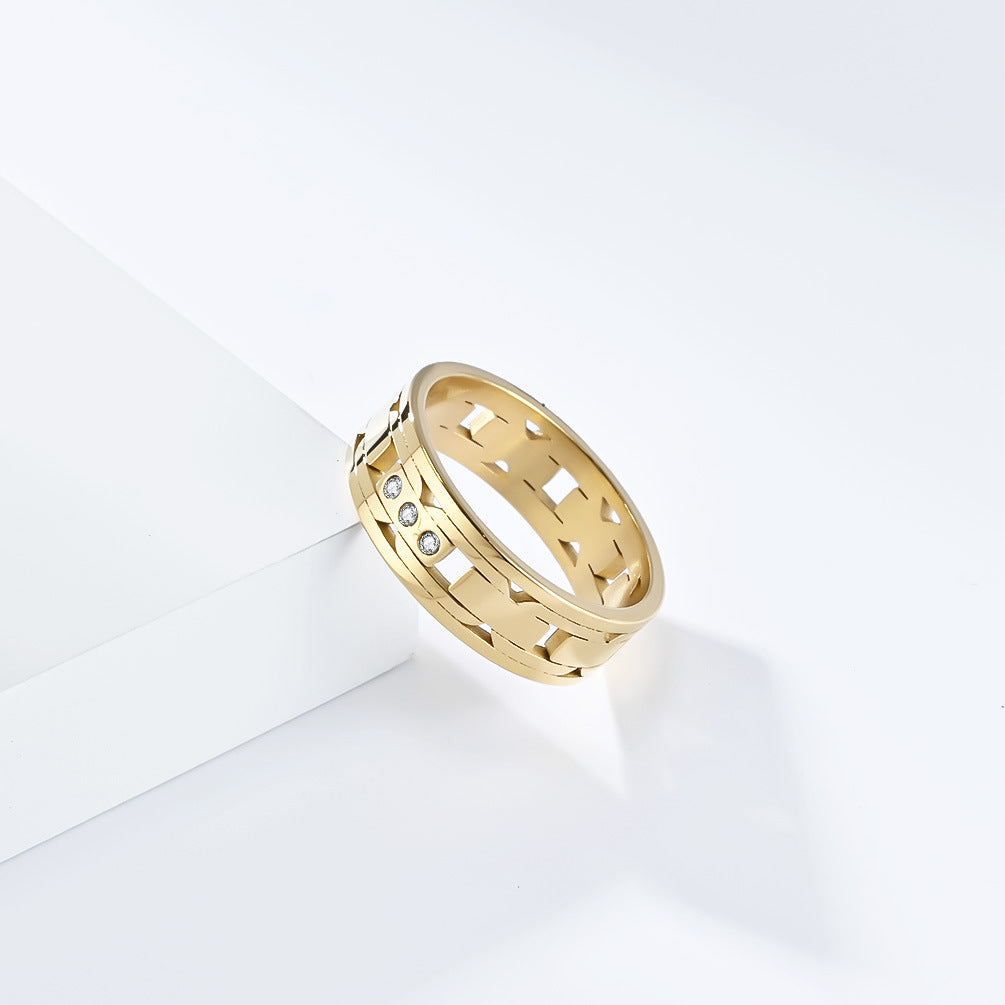 New Laser Cut Titanium Steel Ring for Men and Women