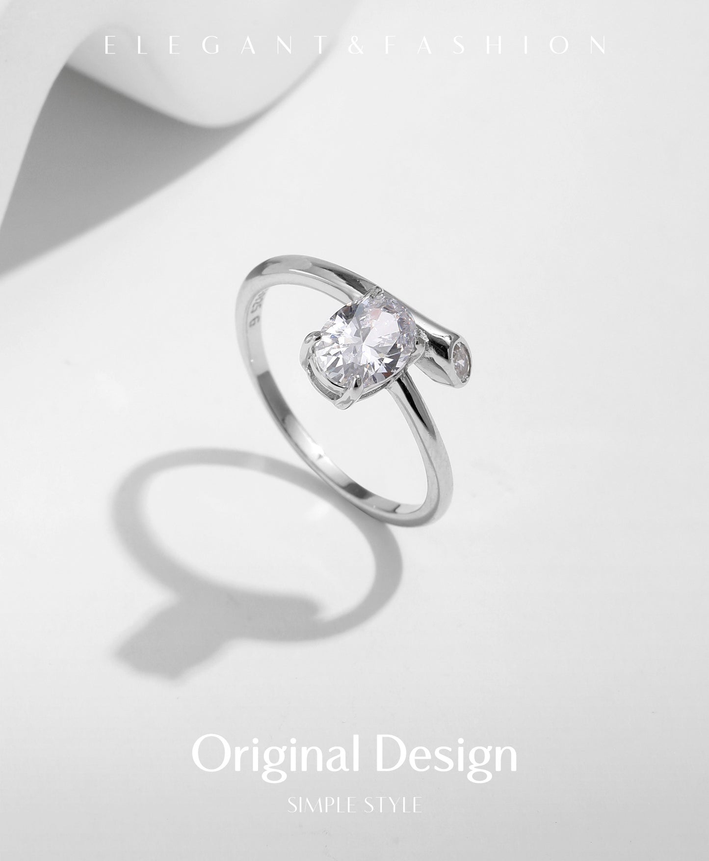 Planderful Everyday Genie Oval Ring – Irregular Simple Design with Shiny Zircon