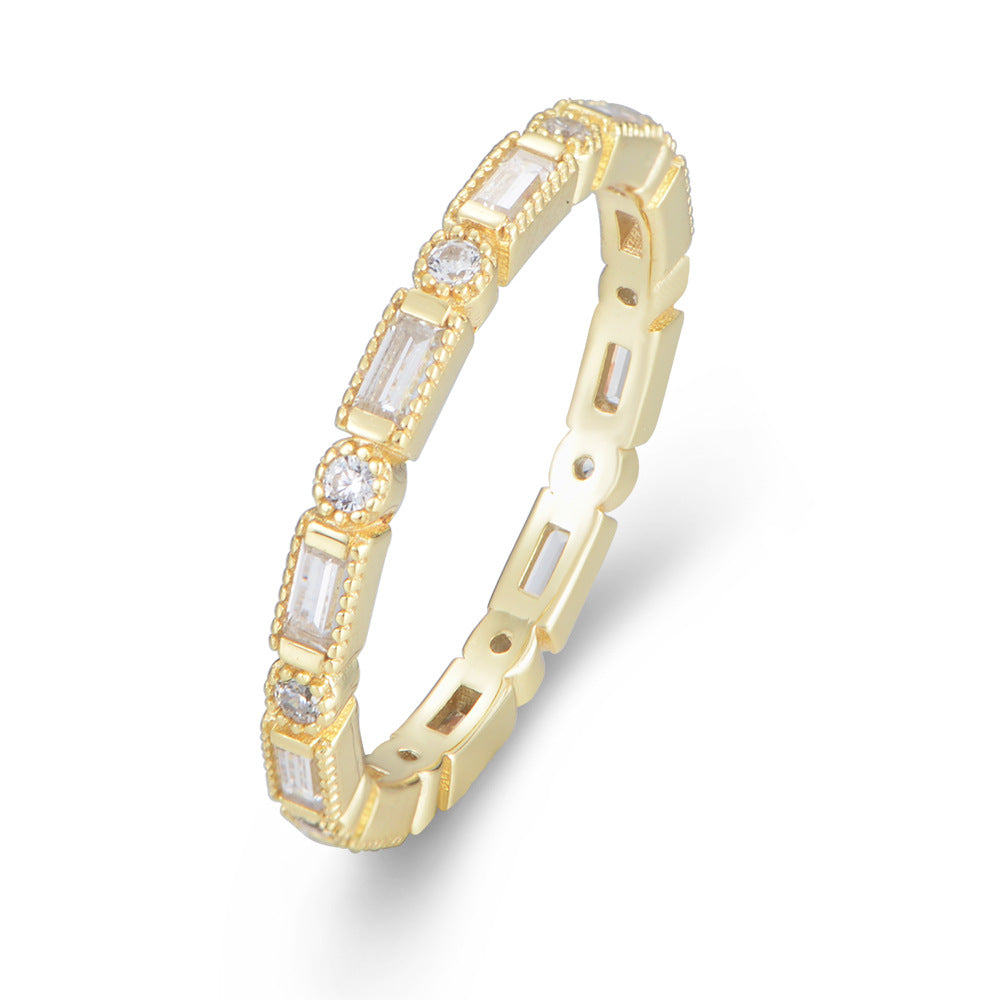 S925 Sterling Silver Ring Geometric Zircon Trend Ring Index Finger Ring Jewelry
