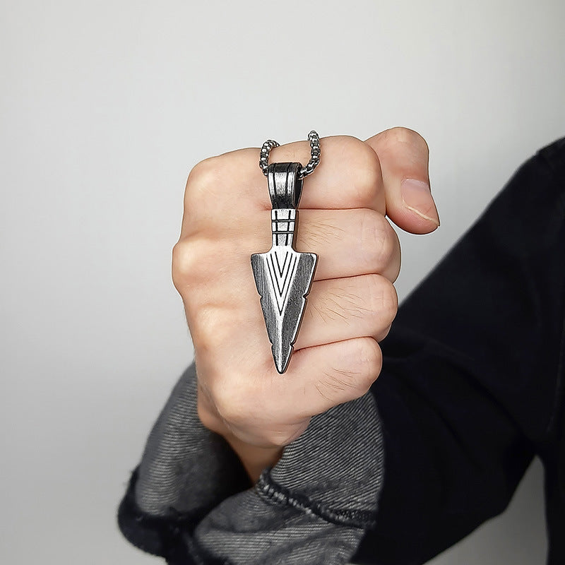 Spearhead Pendant Hip-Hop Wind Titanium Steel Necklace Men's Titanium Steel Pendant