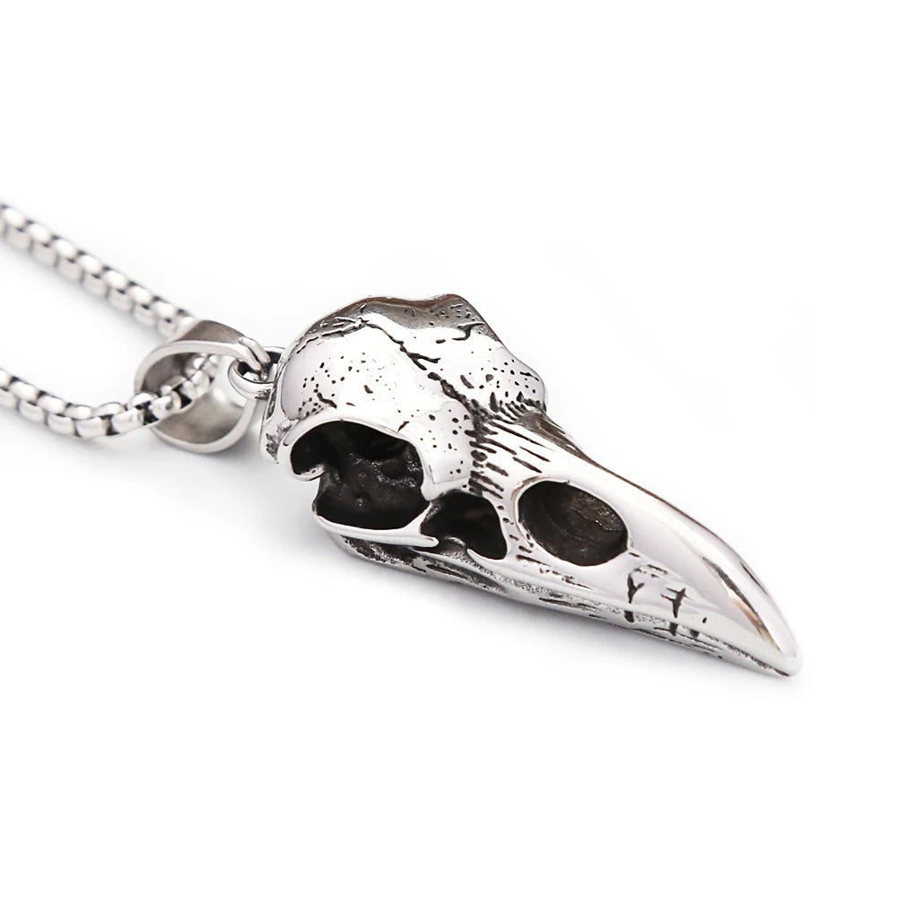 Skull Crow Stainless Steel Pendant Necklace
