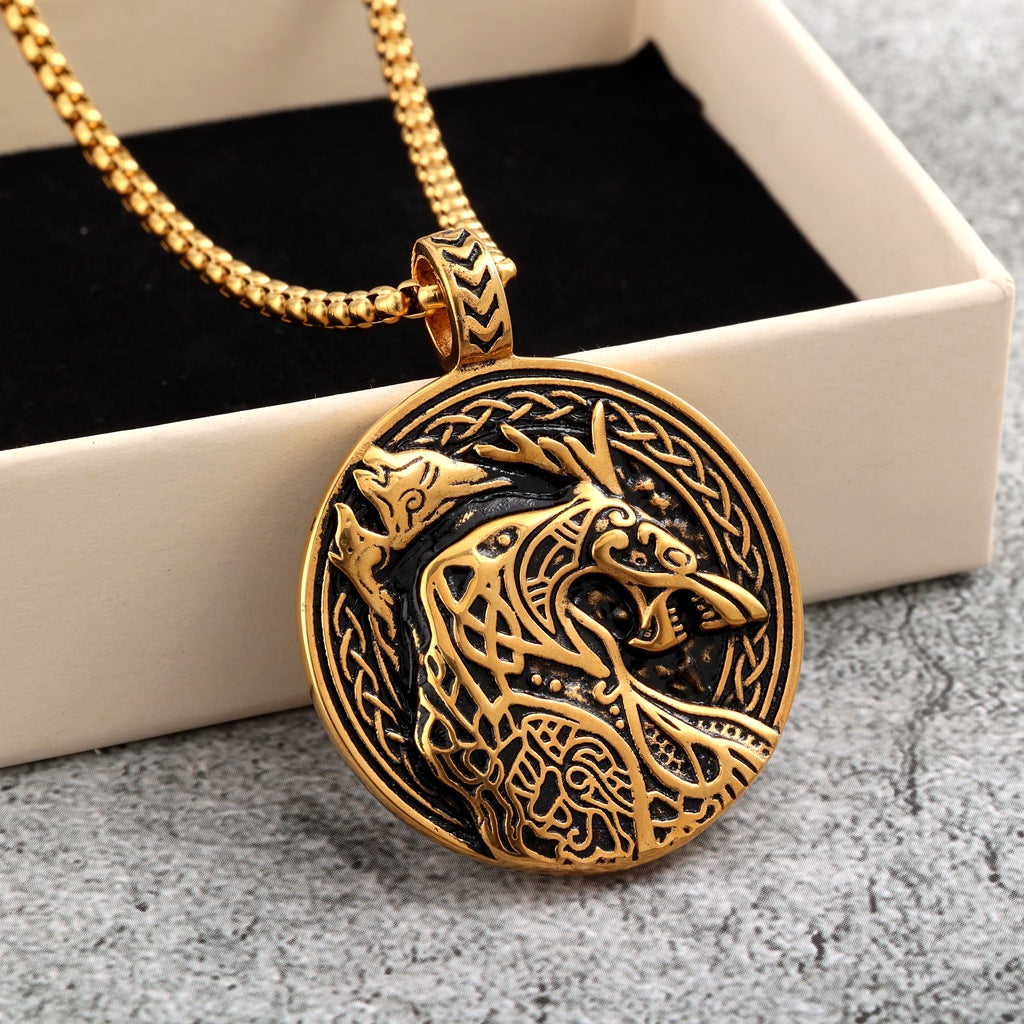 Punk Wolf Stainless Steel Men's Pendant Necklace