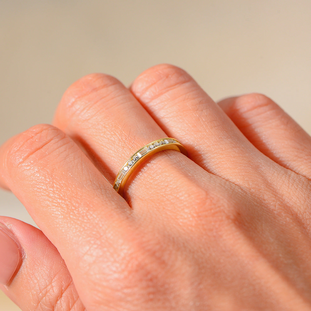 Single Row Full Of Zircon Sterling Silver Ring Sense