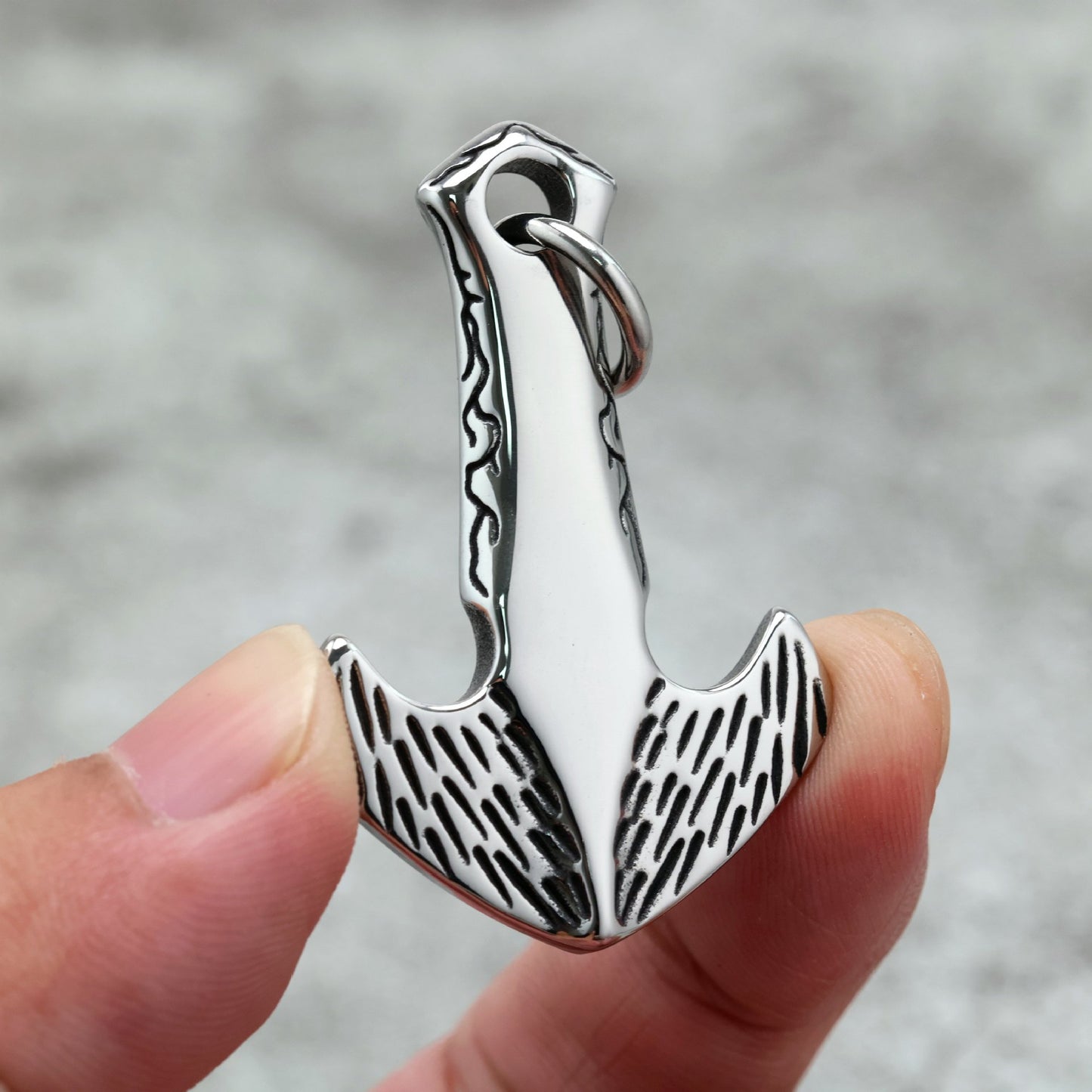 Anchor Pendant Stainless Steel Unisex Necklace Retro European American Style Planderful Norse Legacy