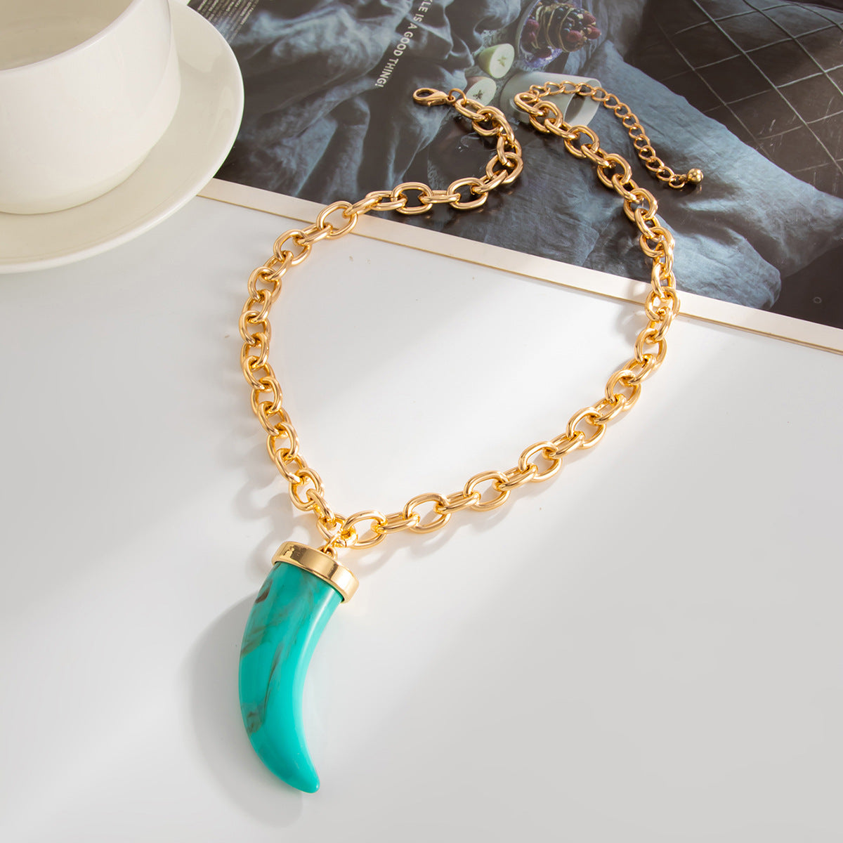 Resin Wolf-Tooth Pendant Necklace