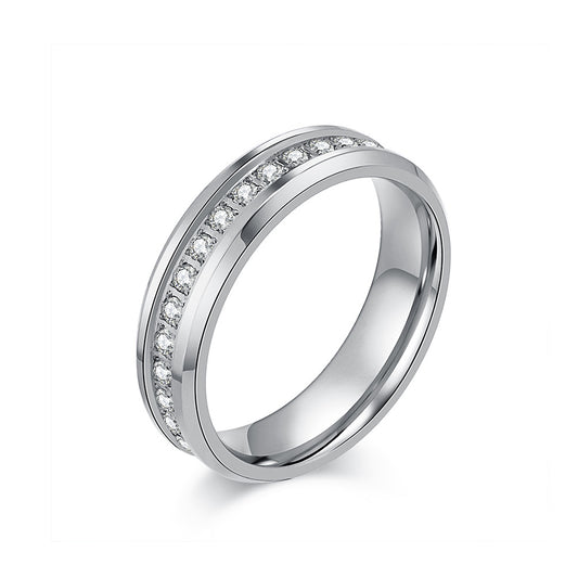 Light Luxury Titanium Steel Zircon Rings for Proposals and Gifts