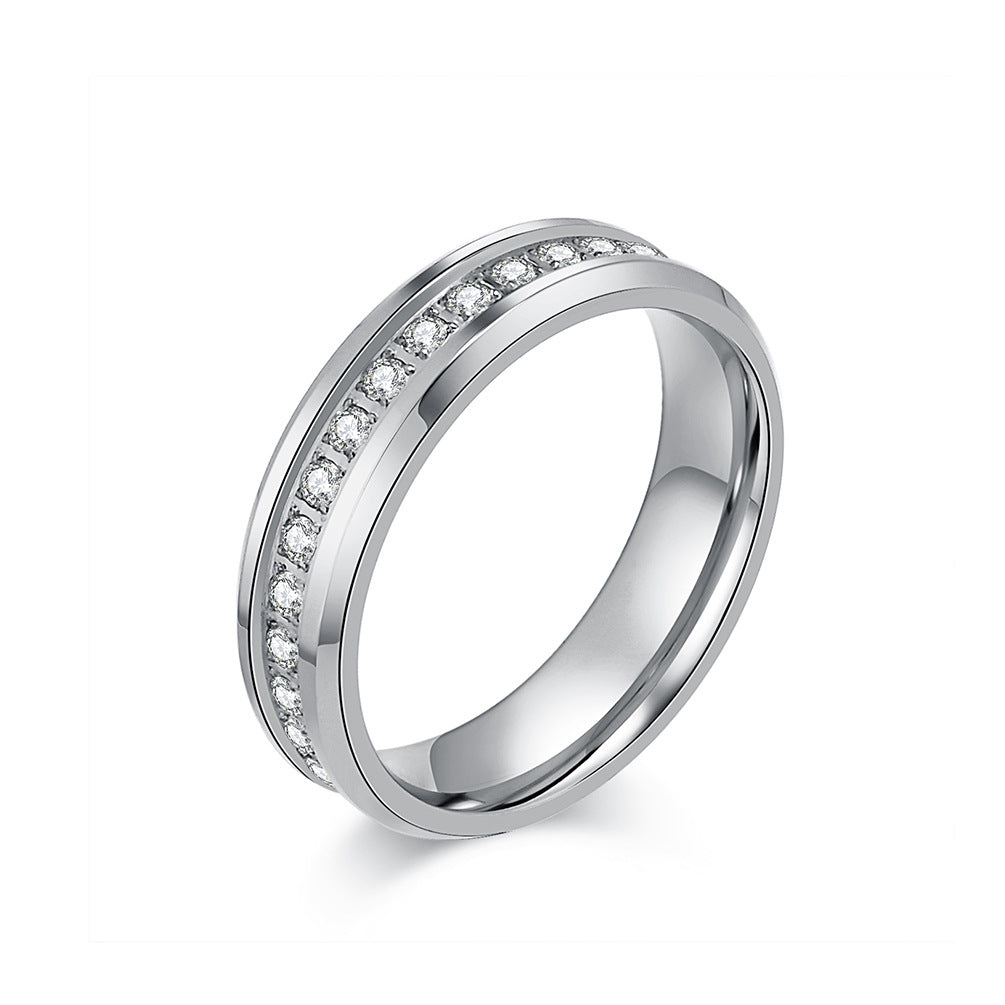 Planderful Everyday Genie Titanium Steel Zircon Ring for Couples - Elegant Wedding Proposal Jewelry for Men and Women