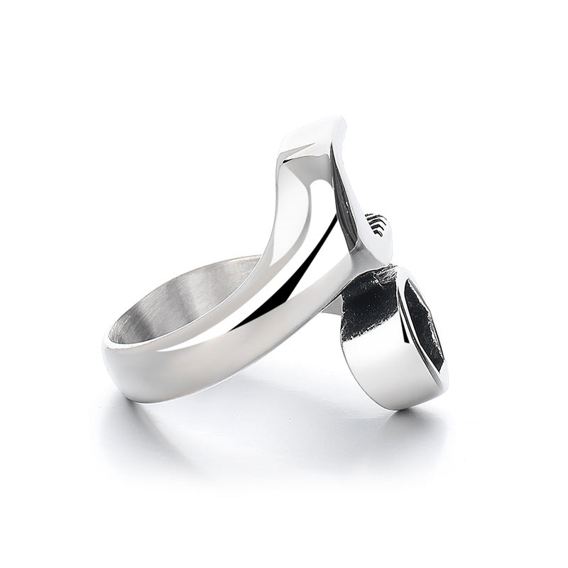 Steel Ring – Vintage Punk Wrench Screw Metal Band With Adjustable Fit And Unisex Style