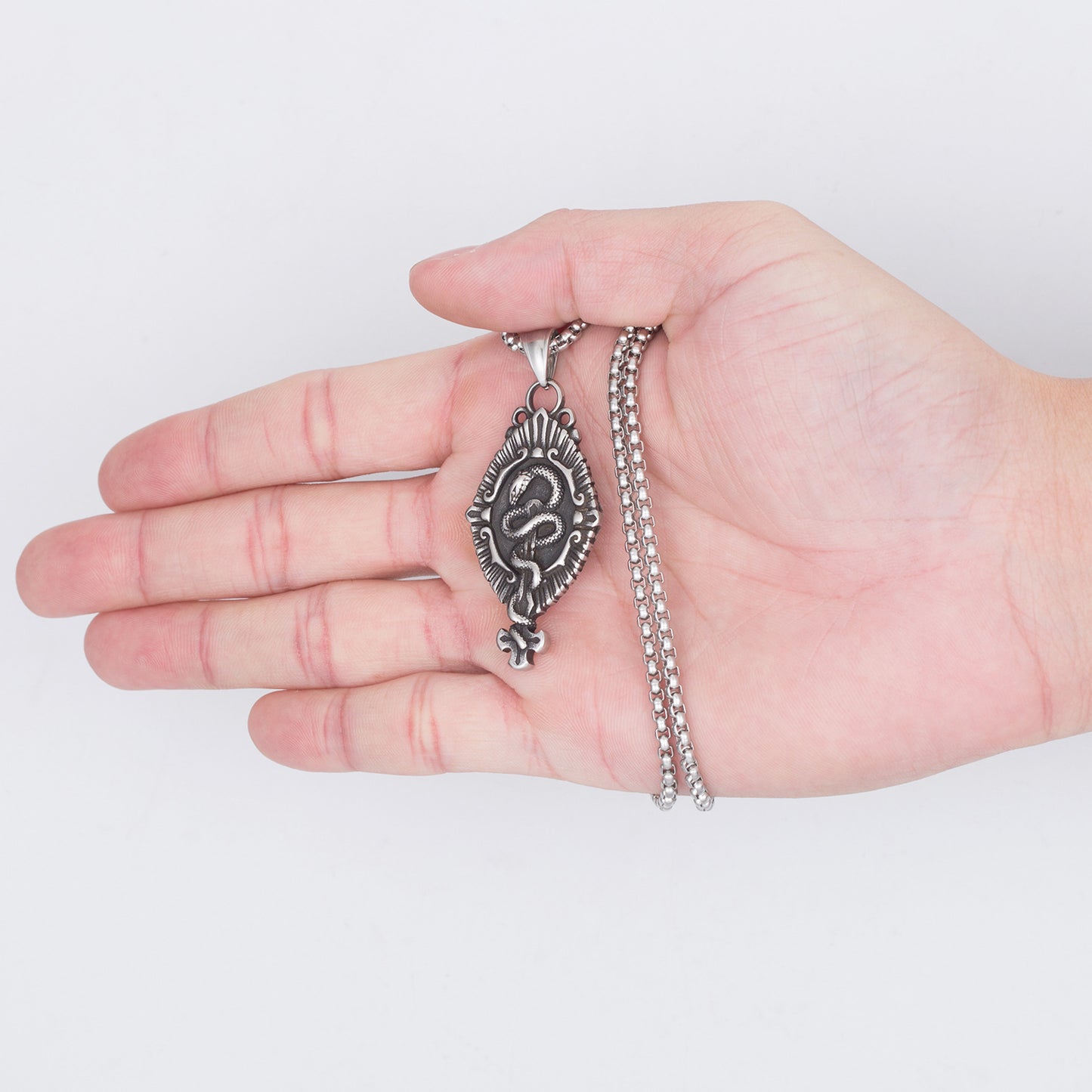 Steel Necklace – Vintage Oxidized Black Snake Pendant For Men Everyday Wear Statement Accessory