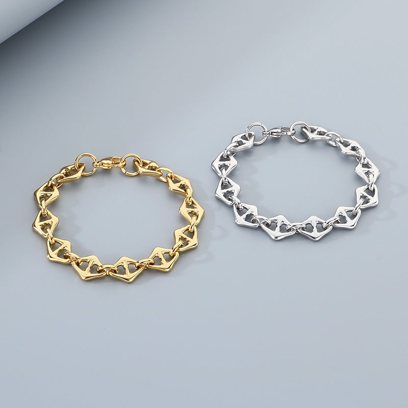 Planderful Unisex Titanium Stainless Steel Rhombus Bracelet