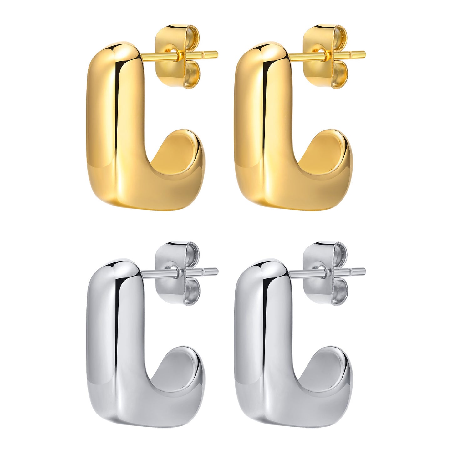 Stainless Steel Bare Body Geometric Gold Square Earrings Wholesale