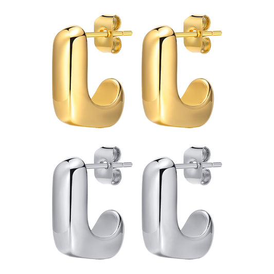 Stainless Steel Bare Body Geometric Gold Square Earrings Wholesale