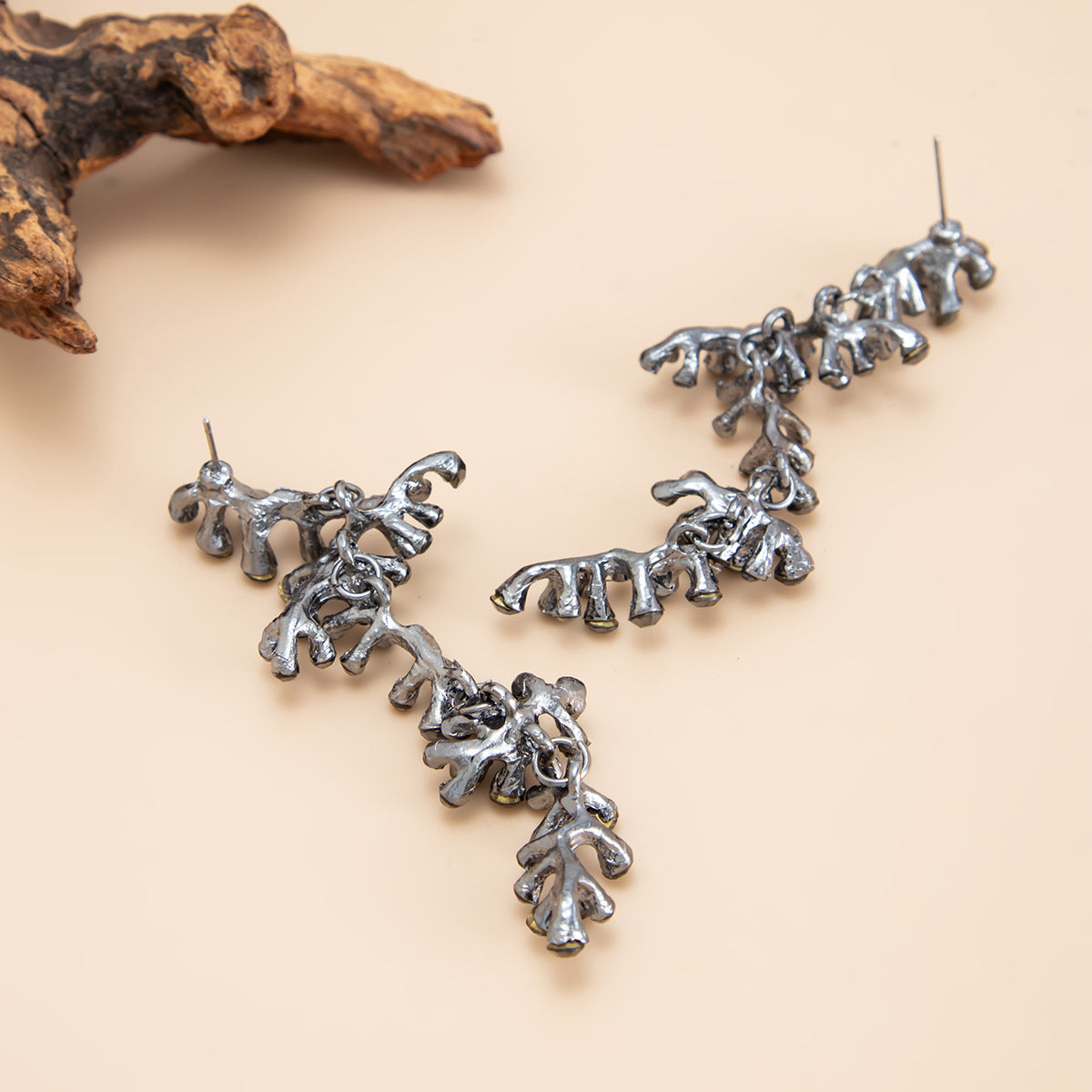 Exaggerated Coral Branch Zircon Earrings Planderful For Women Statement Geometric Jewelry