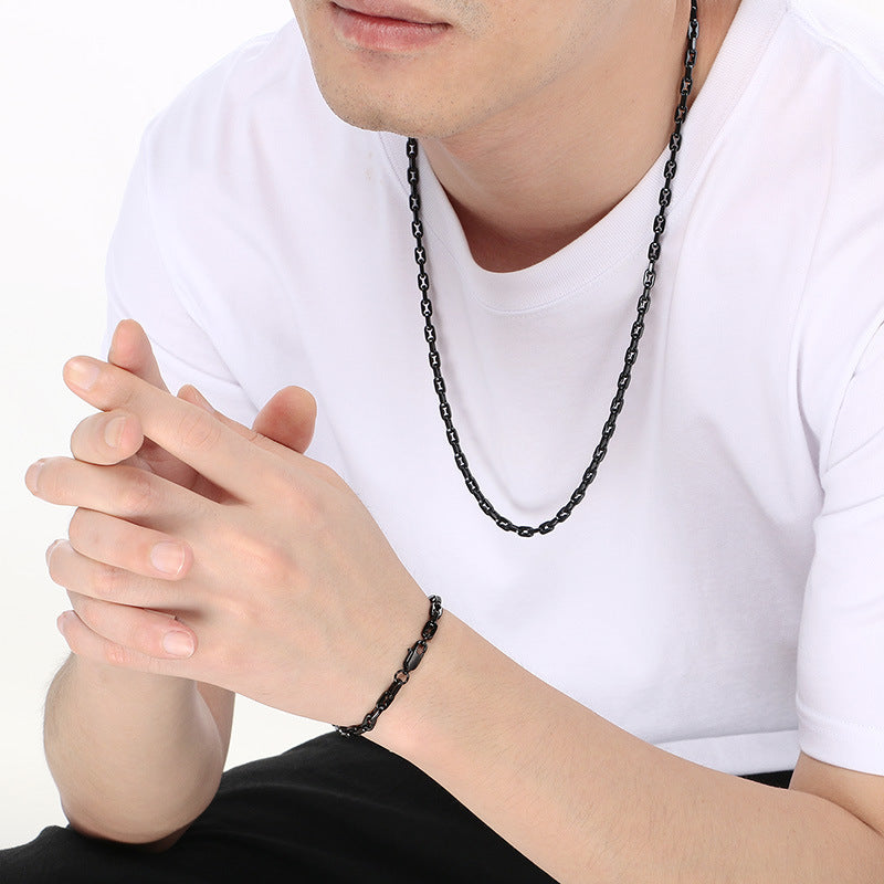 Planderful Premium Titanium Steel Mens Bracelet Interlock