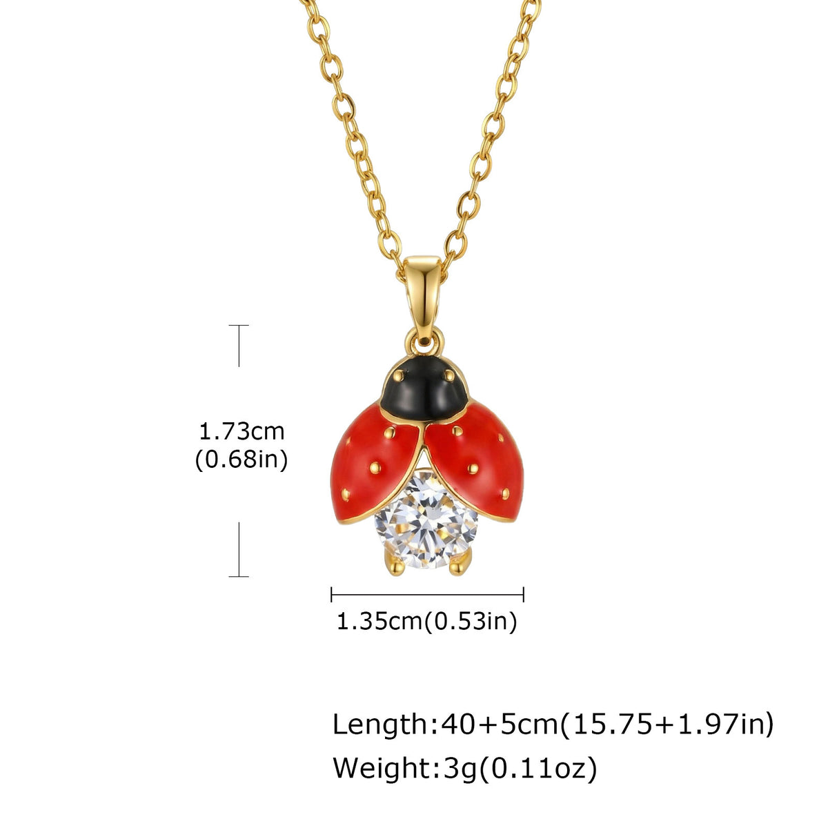 Copper Material Small Exquisite Cartoon Red Seven-Star Ladybug Zircon Red Beetle Pendant
