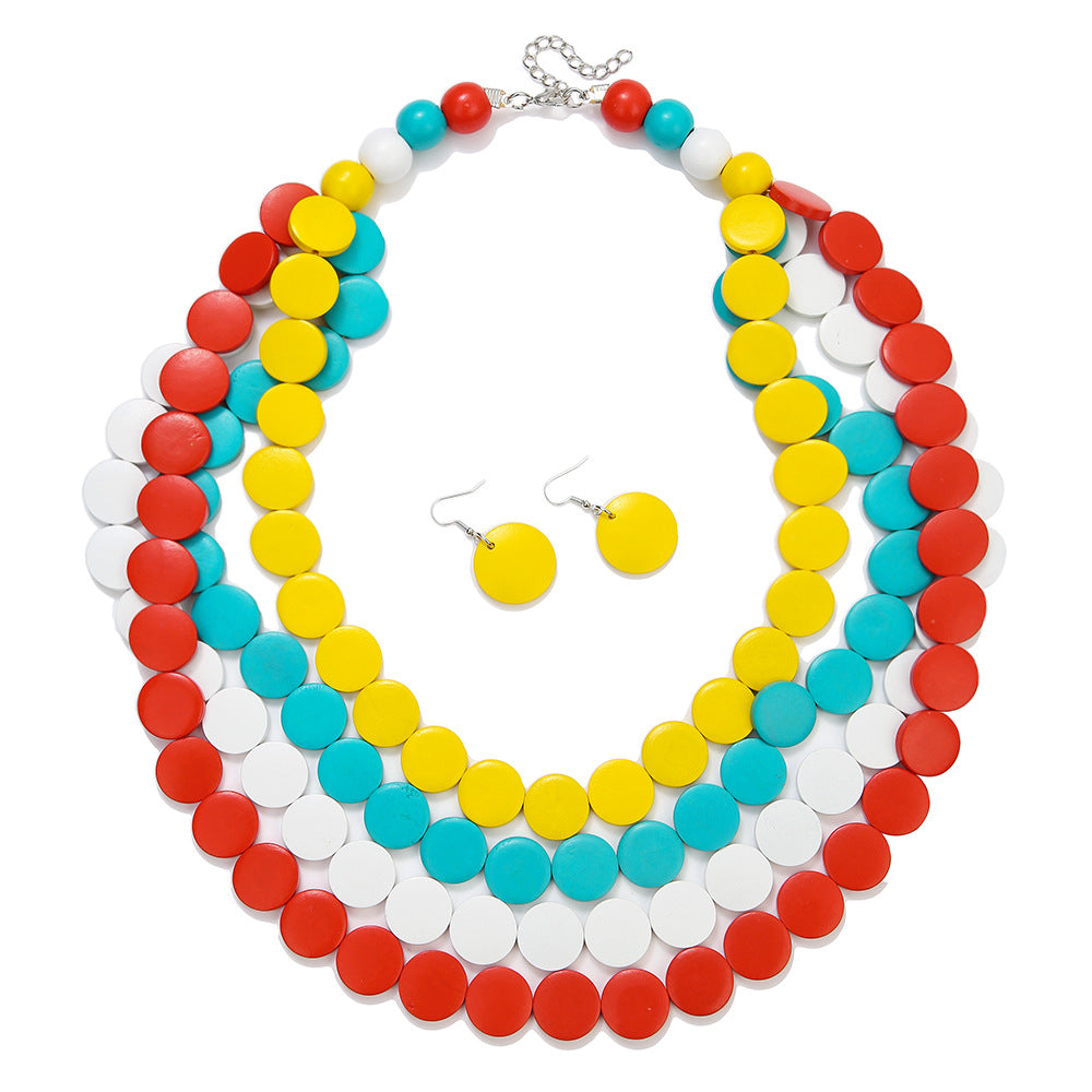 Planderful Savanna Rhythms Necklace Earrings Set – Unique Contrasting Color Design