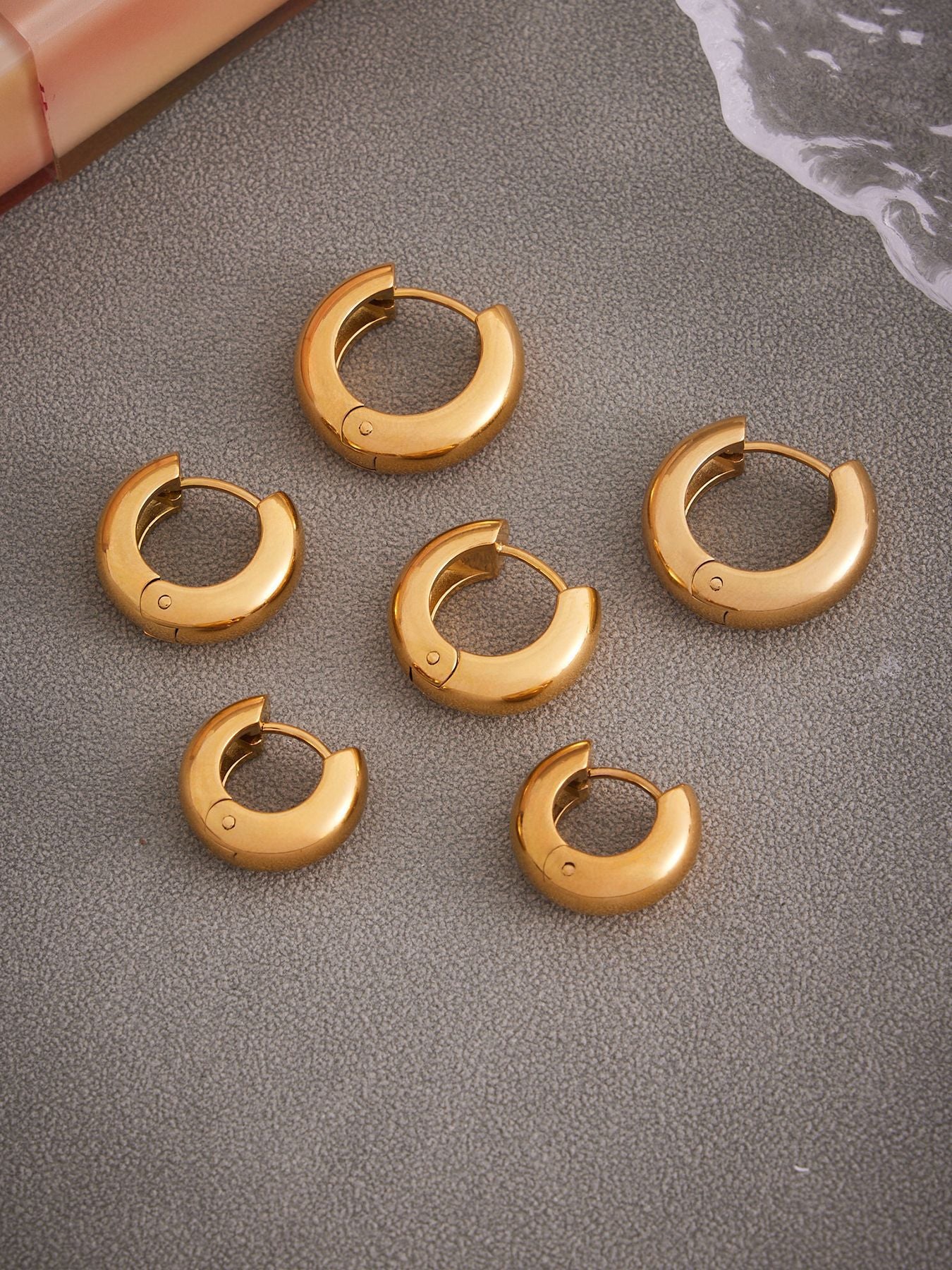 Planderful Womens Ring Earrings Stainless 18K Gold Plated