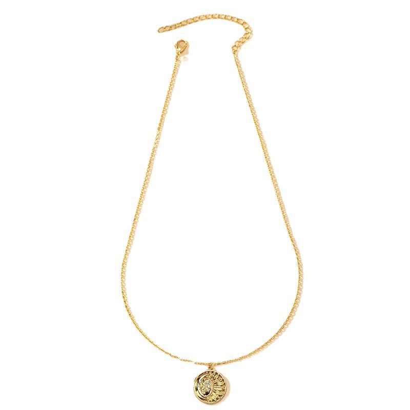 Sunflower and Moon Pendant Necklace - Vienna Verve Collection