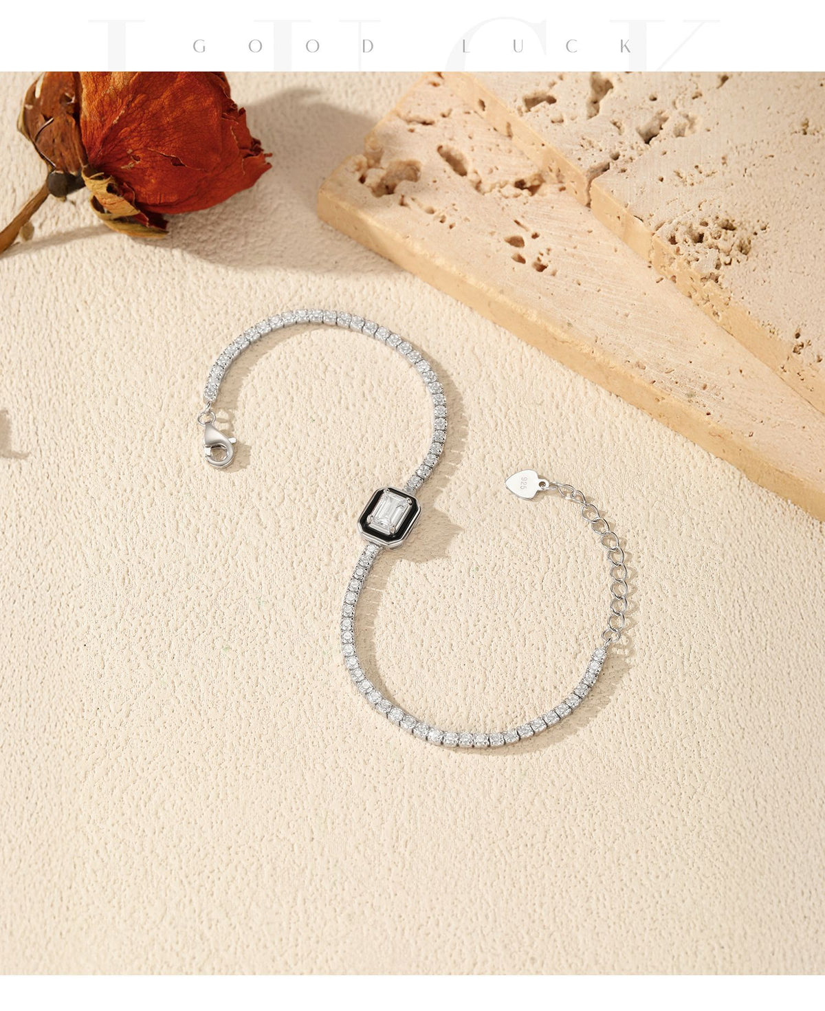925 Sterling Silver Black Enamel Bracelet