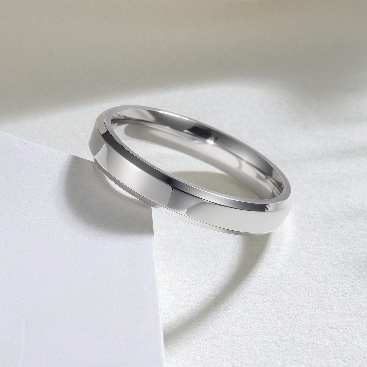 Planderful Everyday Genie Titanium Steel Ring Unisex 4mm 6mm 8mm Glossy Double Beveled Finish