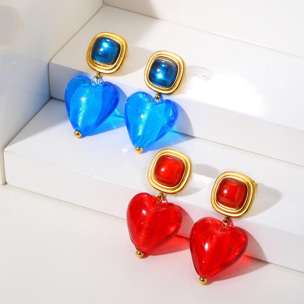 Rust Steel Retro Glazed Love Gold Expansion Love Earrings