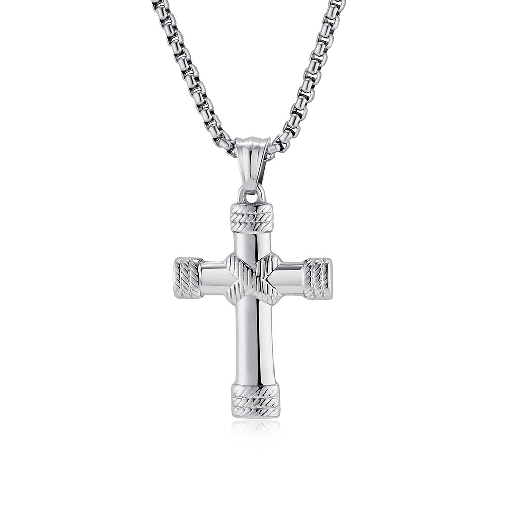 Planderful Rope Knot Cross Necklace Titanium Steel For Men Personalized Trend Jewelry