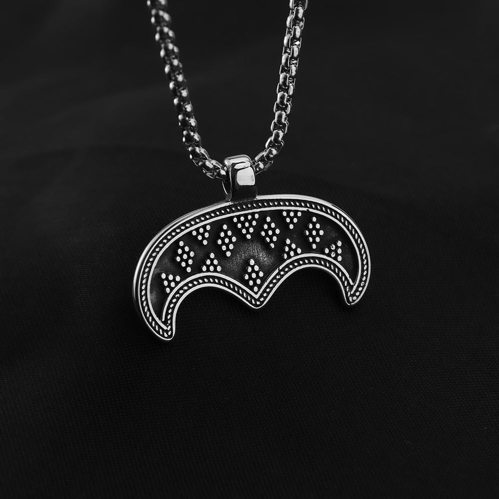 Planderful Punk Goth Heart Bat Necklace For Men Stainless Steel Titanium Jewelry Edgy Statement Pendant