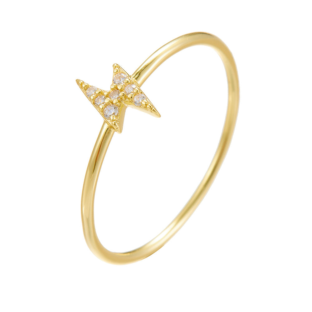 Popular 925 Sterling Silver Lightning Zircon Ring Hipster Slender Tail Ring Jewelry