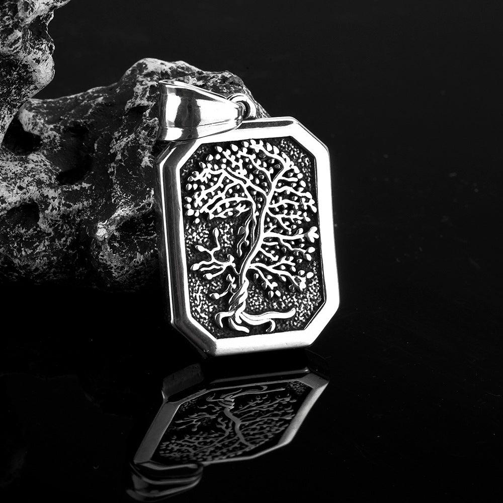 European And American Retro Men's Jewelry Stainless Steel Pendant Tree Of Life Necklace