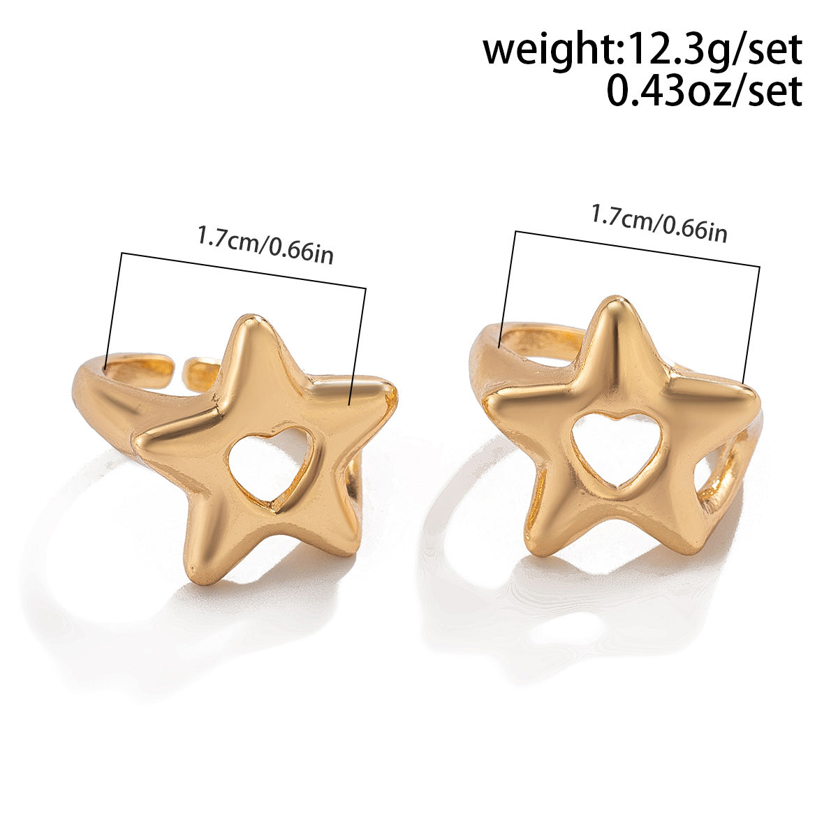 Planderful Vienna Verve Five Point Star Ring Set For Women Metal Hollow Geometric Statement